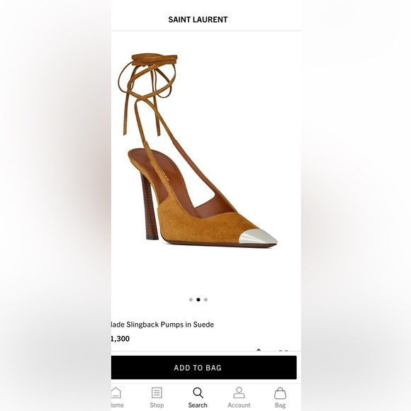 YSL shoes sling back strap gold trim 39.5 - Picture 5 of 6